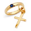 8ct gold christening chain: Sapphire cross