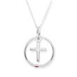 Sterling silver christening necklace ruby cross