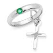 Christening necklace sterling silver emerald cross