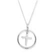 Sterling silver christening necklace zirconia cross