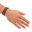 Leather bracelet brown rivets adjustable 18-22cm