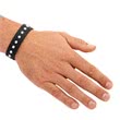 Leather bracelet black stainless steel rivets 18-22cm