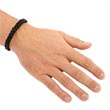 Bracelet leather stainless steel clasp black