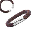 Bracelet leather stainless steel quick fastener brown