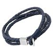 Blue leather bracelet stainless steel fastener engraving