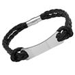 Bracelet leather black stainless steel engraving plate