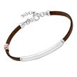 Brown leather bracelet with sterling silver plate