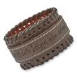 Brown leather wristband decorative stitching