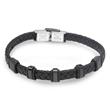 Black Leather Bracelet For Men With Elements