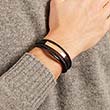 Engravable imitation leather bracelet 4 strands rose gold