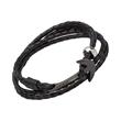 Leather bracelet in black with an anchor clasp