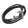 Bracelet in black leather with an anchor clasp