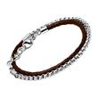 Bracelet in brown leather and stainless steel