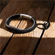 Bracelet in black imitation leather and engravable stainless steel