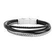 Bracelet in black imitation leather and engravable stainless steel