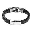 Men's Bracelet Made Of Black Leather And Stainless Steel