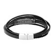 Black imitation leather bracelet, multiple strands and engravable