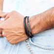 Engravable bracelet in black imitation leather for men