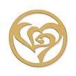Coin stainless steel stylized heart yellow gold