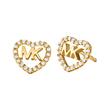Ladies earrings hearts 925 silver, gold plated