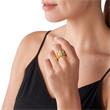 Ladies ring in gold plated brass with cubic zirconia