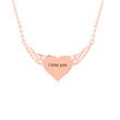 Rose gold plated stainless steel chain winged heart