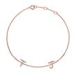 14ct. rose gold diamond bracelet, 2 letters, symbols