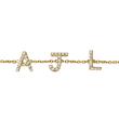 14ct. gold bracelet with diamonds, 3 letters, symbols