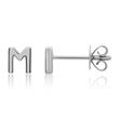 14ct. white gold stud earrings with letters, symbols