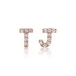 Diamond stud earrings in 14ct. rose gold, letters