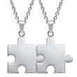 Pendant stainless steel puzzle piece silver-silver