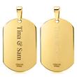 Dog tag stainless steel gold plated with zirconia stones