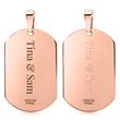 Stainless steel dog tag pendant pink zirconia stones