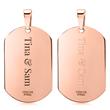 Roestvrij stalen ketting rosé dog tag hanger Zirkonia