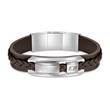 Valorious Engraving Bracelet In Leather And Stainless Steel, Brown