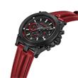 Mens Stainless Steel Chronograph With Red Leather Strap