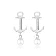 Anchor earrings for ladies made of stainless steel with pearls