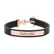 Engraving bracelet signum black leather IP rose gold