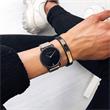 Engraving bracelet signum black leather IP rose gold