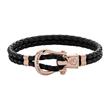 Phinity black leather bracelet, rosé