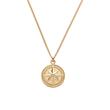 Necklace with compass rose pendant in stainless steel, IP gold