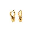 Hoop earrings with heart pendants in stainless steel, gold-plated