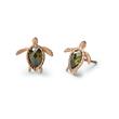 Turtle stud earrings in stainless steel with cubic zirconia, IP rose