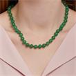 Pearl necklace light green faceted jade stones