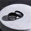 Black stainless steel ring with carbon inlay