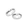 Shiny silver wedding rings with laser engraving