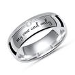 Partially polished silver wedding rings with laser engraving