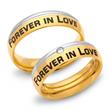 Gold plated stainless steel wedding rings with laser engraving