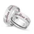 Shiny stainless steel wedding rings with laser engraving