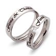 Shiny stainless steel wedding rings with laser engraving